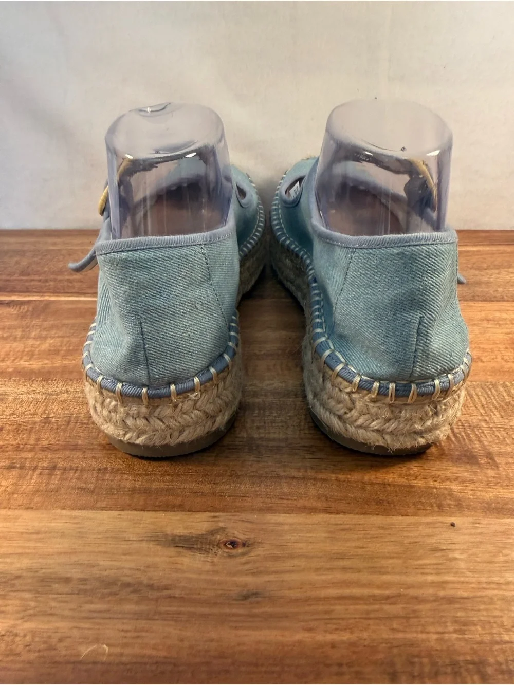 American Eagle Outfitters Blue Denim Platform Espadrilles with Buckle Size 10